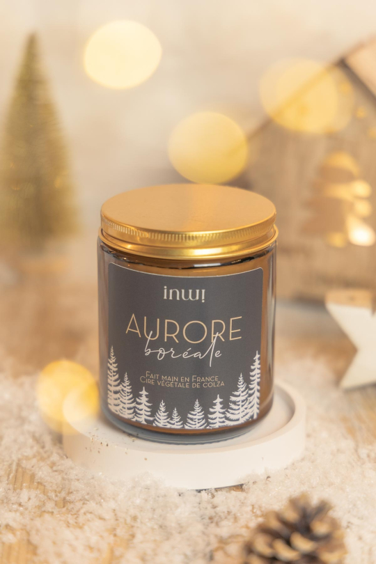 bougie de noël parfumée aurore boréale