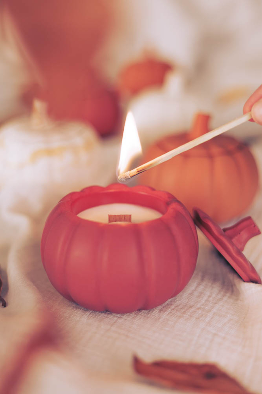 Bougie artisanale automne  feu de bois