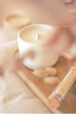 Handmade scented candle cotton flower